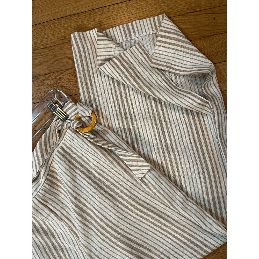Striped Linen Blend Pants Size L